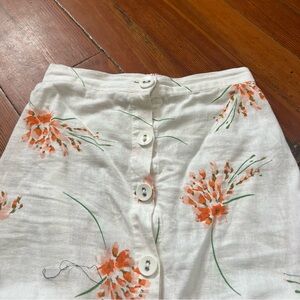 URBAN OUTFITTERS Linen Button Floral Skirt
